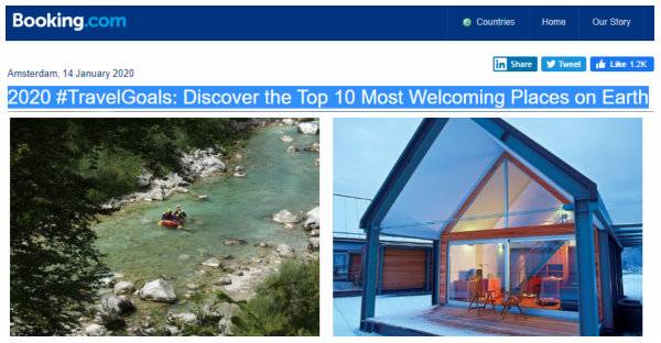 Kobarid med 10 najbolj gostoljubnimi kraji po oceni Booking.com