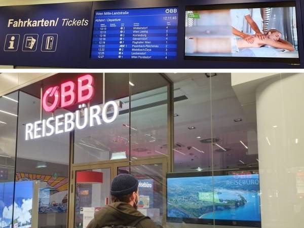 Oglaševanje na digitalnih zaslonih v izložbenih oknih turističnih agencij v Avstriji