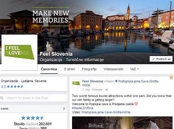 Facebook stran Feel Slovenia z več kot 200.000 prijatelji